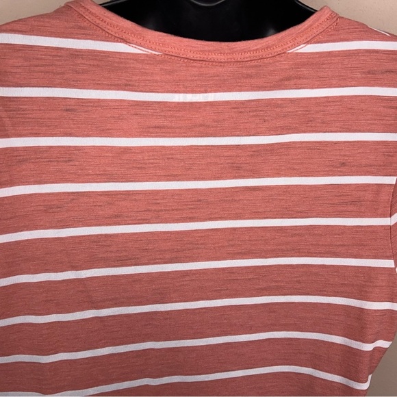 Large Mauve Orange White Striped Tee Time And Tru Casual Cotton Blend Preppy - Picture 7 of 13
